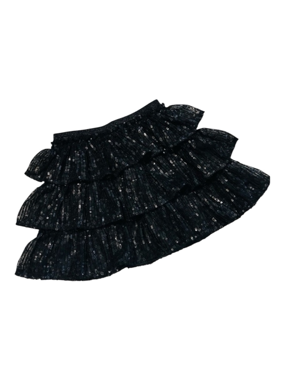 Girls Ruffle Black Sequin Skirt with Elastic Waist Cat&Jack XS 4/5 - Halloween